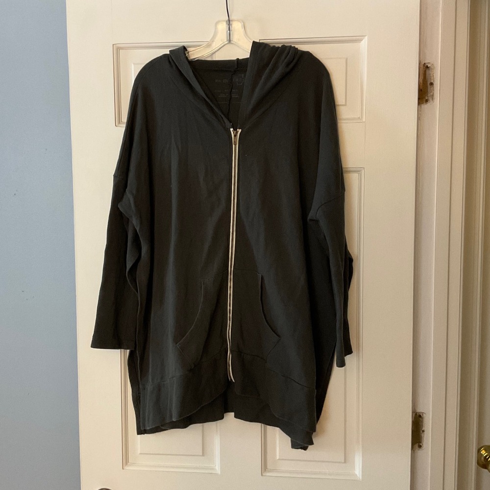 Free People We The Free Oversized Zip Up Hoodie Black Small Tunic Boho Grunge
